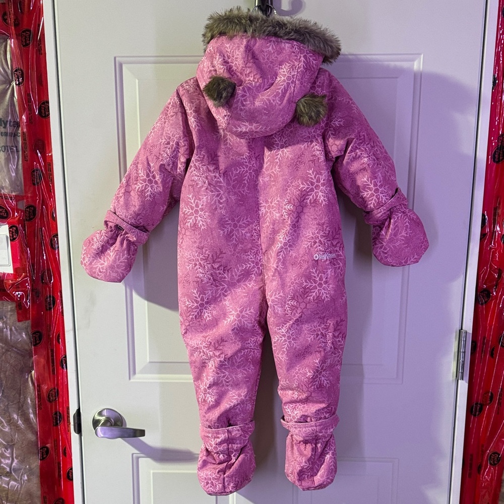 OshKosh Baby Girl 1-Piece Taslan Snowflake Print Snowsuit - pink - Picture 12 of 16